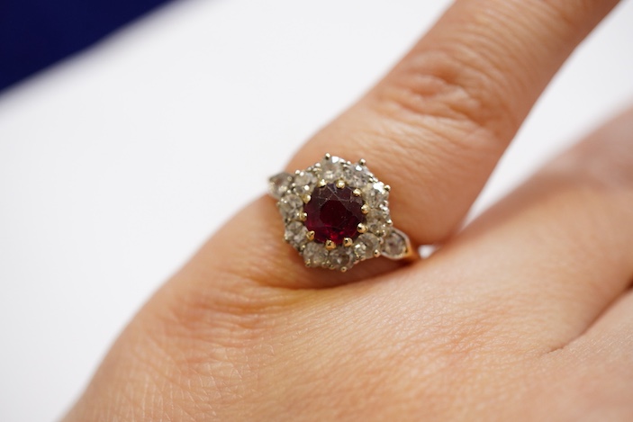 A ruby and diamond ring, circa 1900